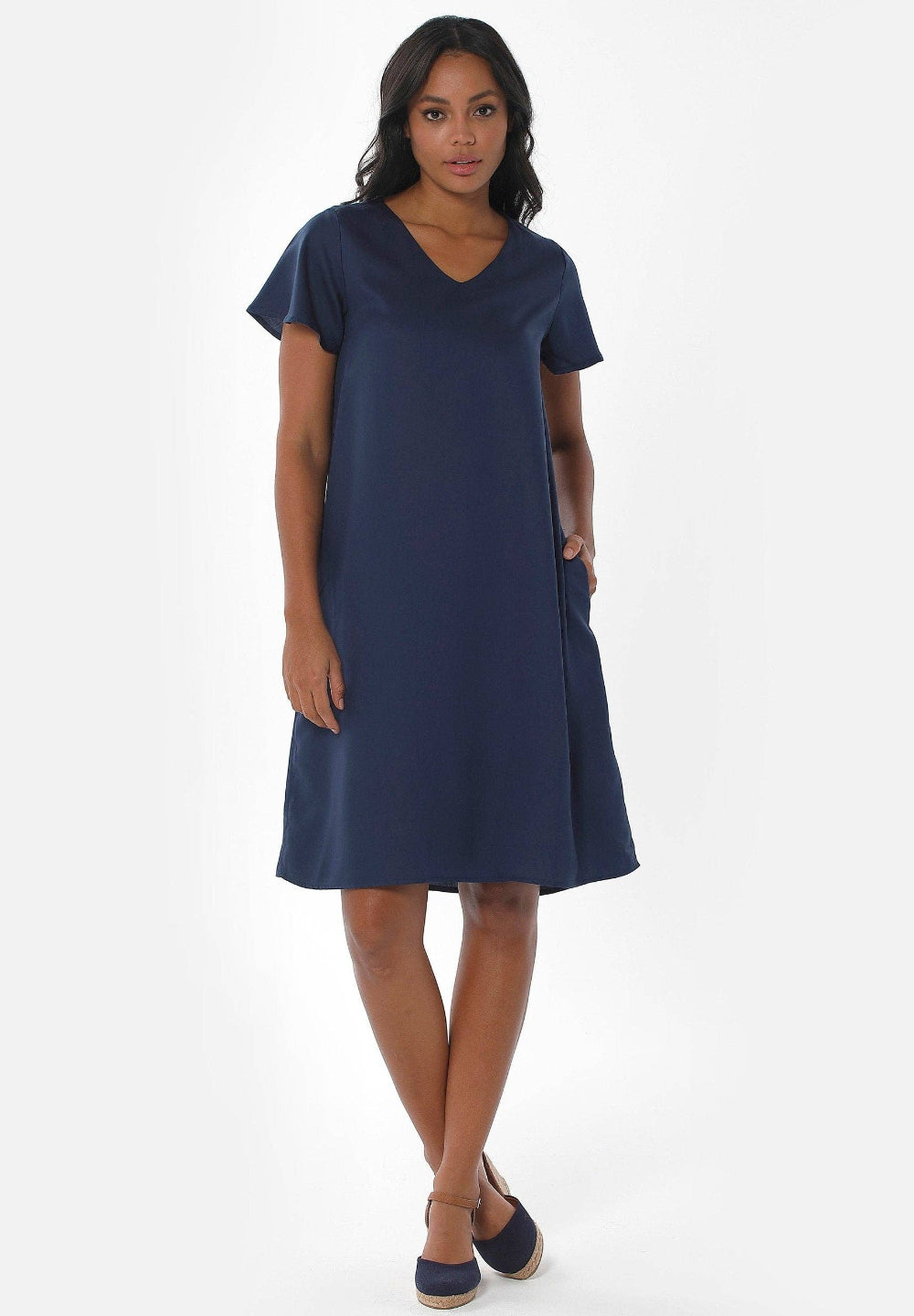 Kleid aus Tencel Lyocell navy blau