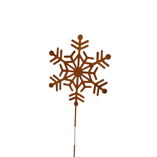 Rost Gartenstecker Schneeflocke 2 – Zarte Winterdeko für Garten & Pflanzgefäße
