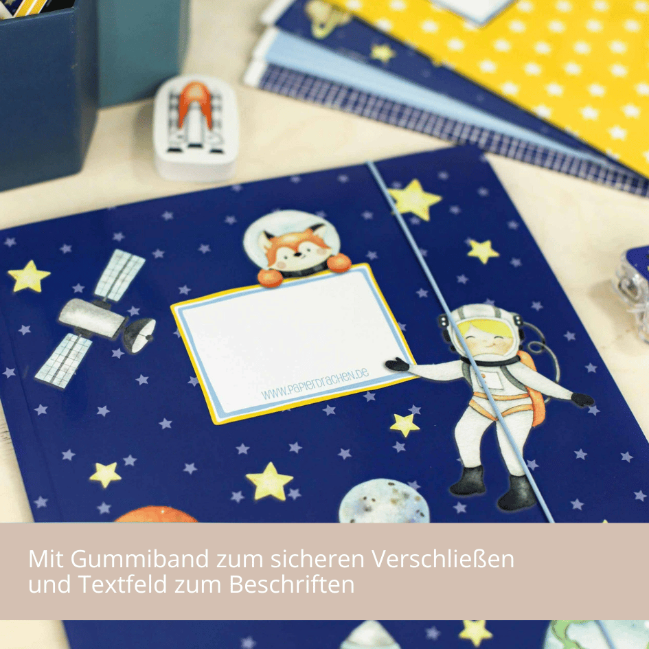 Papierdrachen 2 Schulmappen | Motiv Astronaut - Postmappe