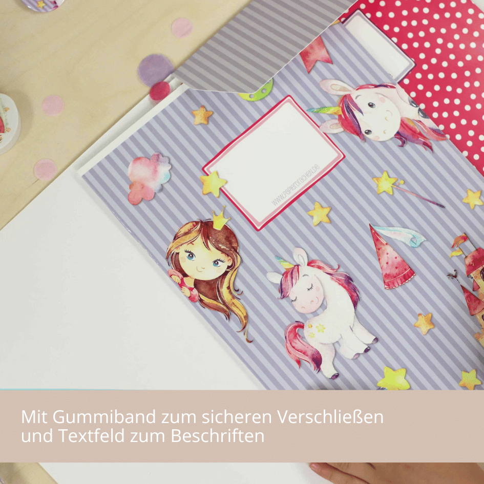 Papierdrachen 2 Schulmappen | Motiv Einhorn - Postmappe