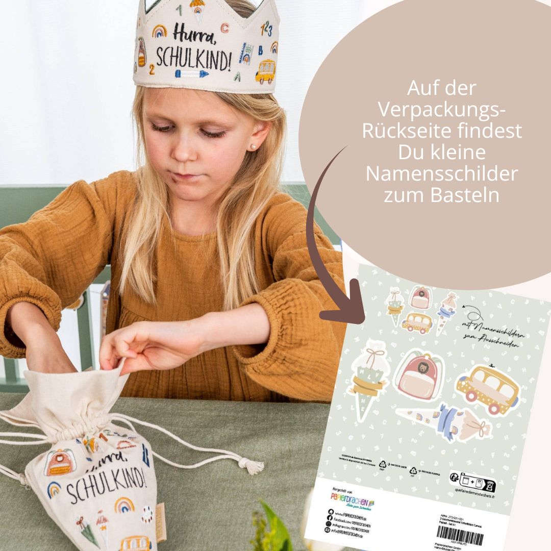 Geschenkbeutel als Schultüte - zur Einschulung - 2er Set