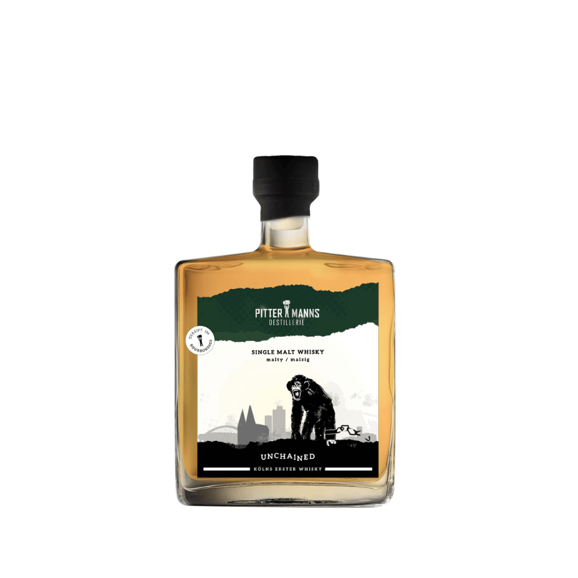 Unchained Single Malt Whisky Malty aus Köln 0,2 l mit 46 % vol., 2022 destilliert und 2025 abgefüllt, im ehemaligen Bourbonfass gereift.