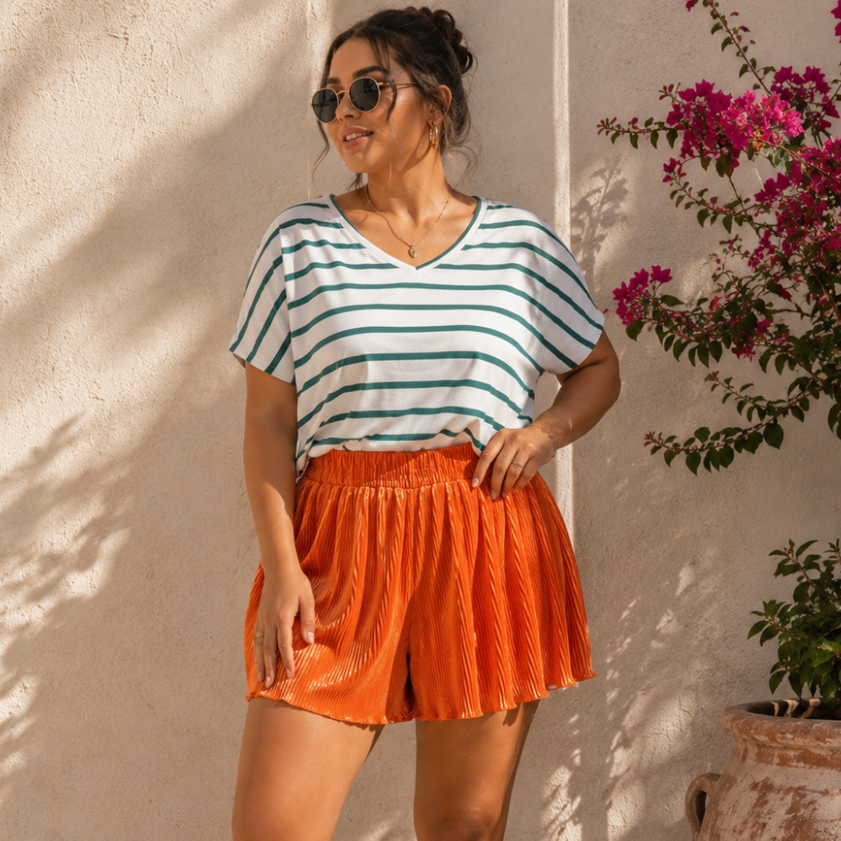 kurze Hose Sommer Plissee orange