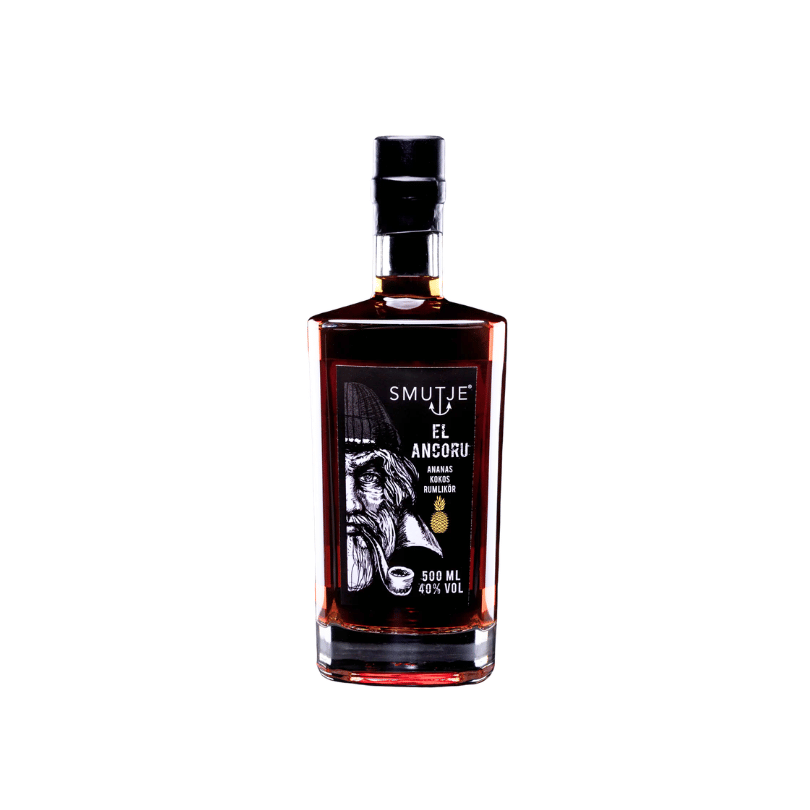 Smutje EL ANCORU Ananas-Kokos-Rumlikör 40 % vol. in der 0,5-l-Flasche, bernsteinfarbener Rumlikör mit tropischen Ananas- und Kokosnoten.