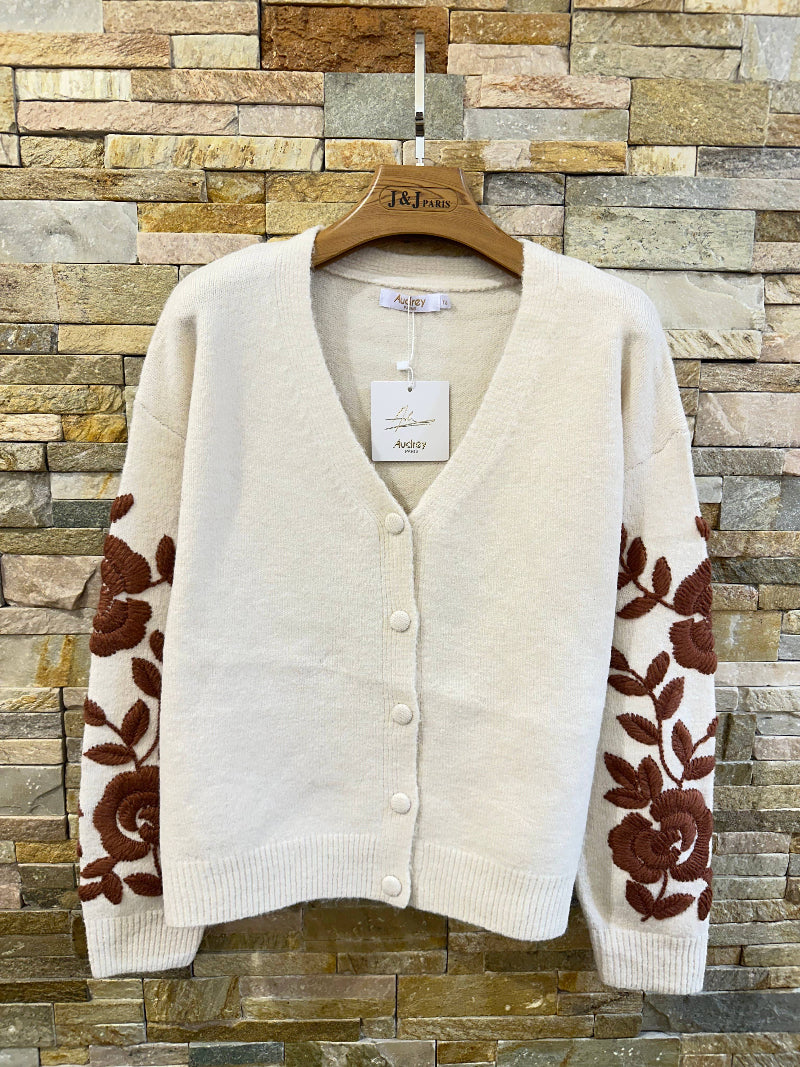 Cardigan bestickte Blumen