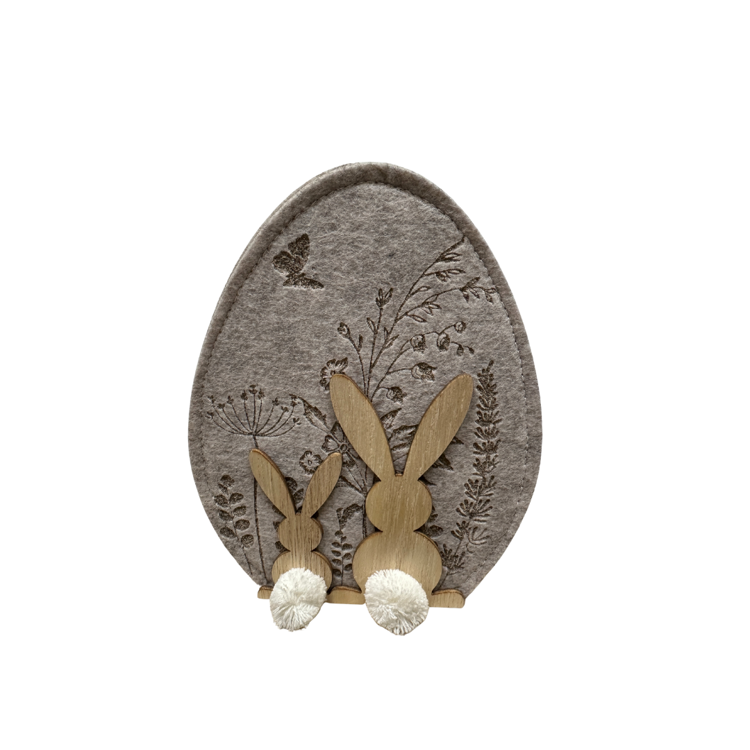 Osterdeko - Filz Ei m. Holzhasen