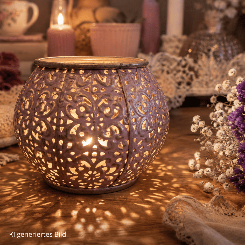 Windlicht - Ornament rosa-gold
