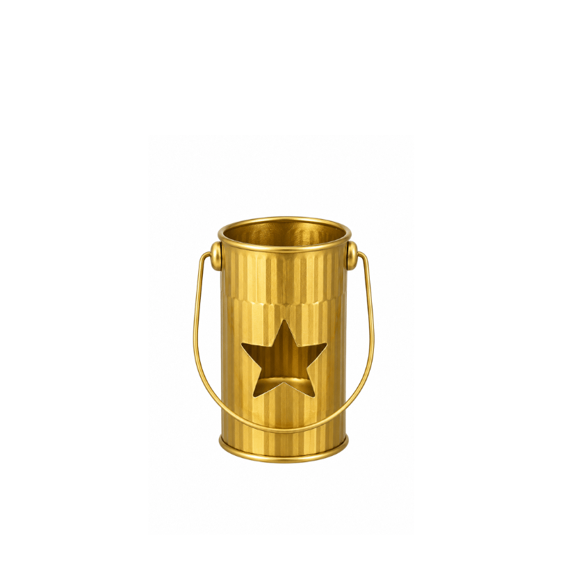 Metall Laterne - Stern gold