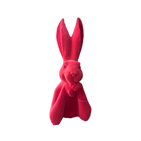 Osterhase Samt - pink gelb - 30cm