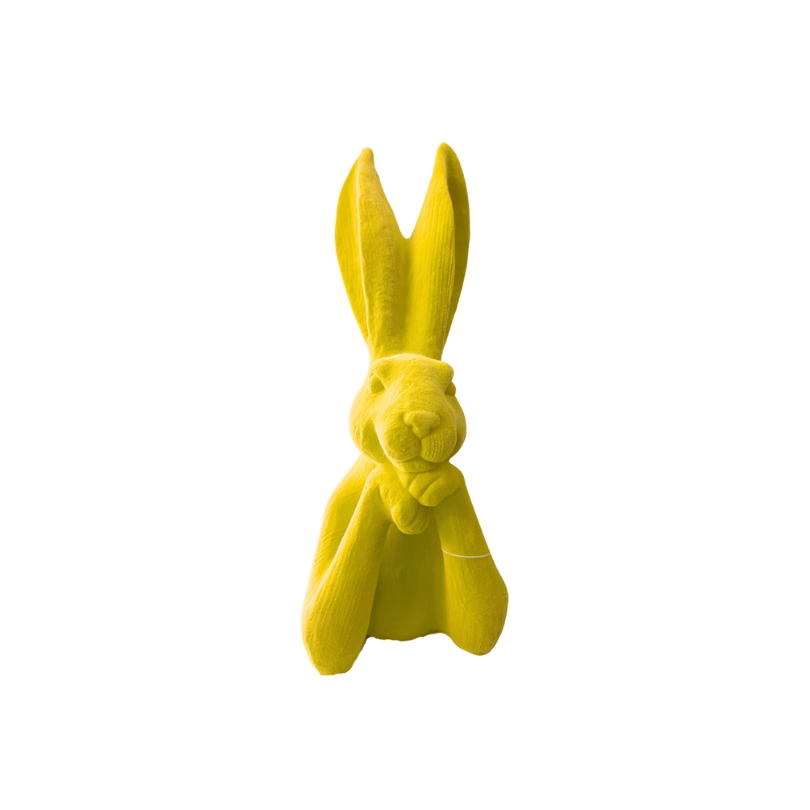 Osterhase Samt - pink gelb - 30cm