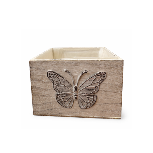 Pflanzkiste Holz - Schmetterling - Landhausstil S