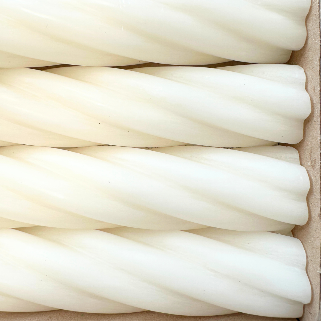 Stabkerze - gedreht Twist - beige creme - 35 x 2,8 cm