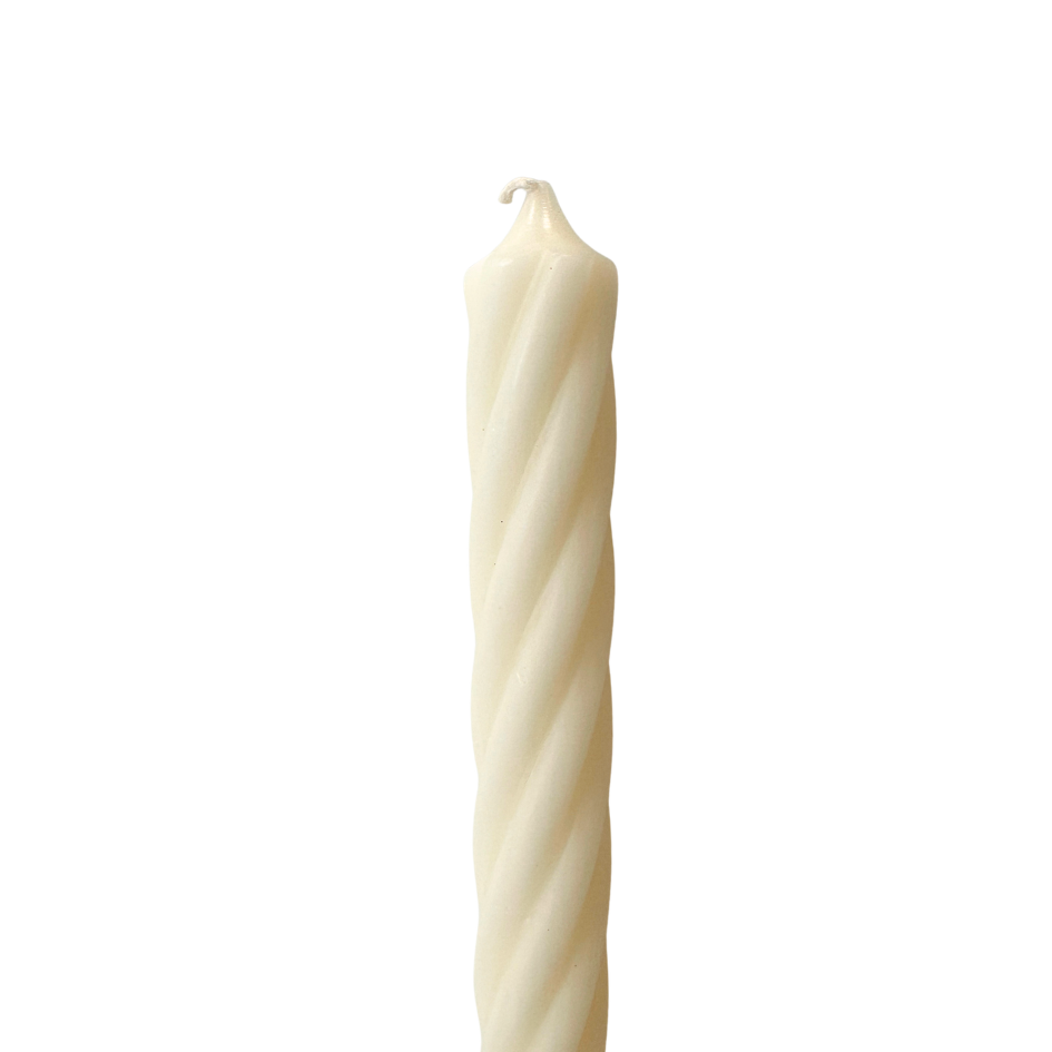 Stabkerze - gedreht Twist - beige creme - 35 x 2,8 cm