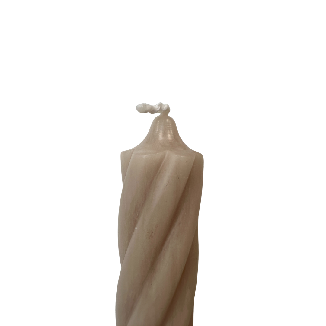 Stabkerze - gedreht Twist - beige - 35 x 2,8 cm