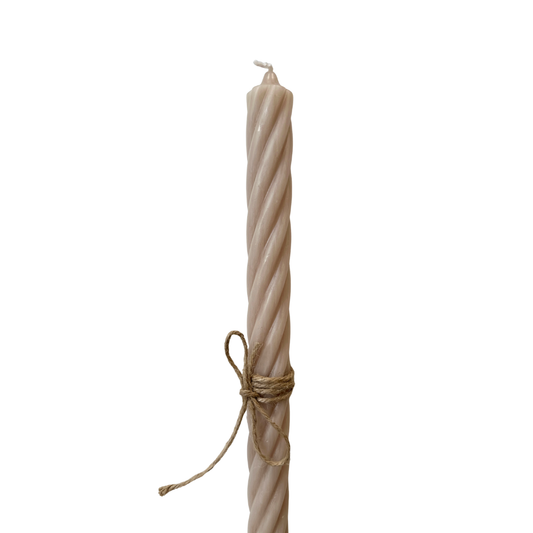 Stabkerze - gedreht Twist - beige - 35 x 2,8 cm
