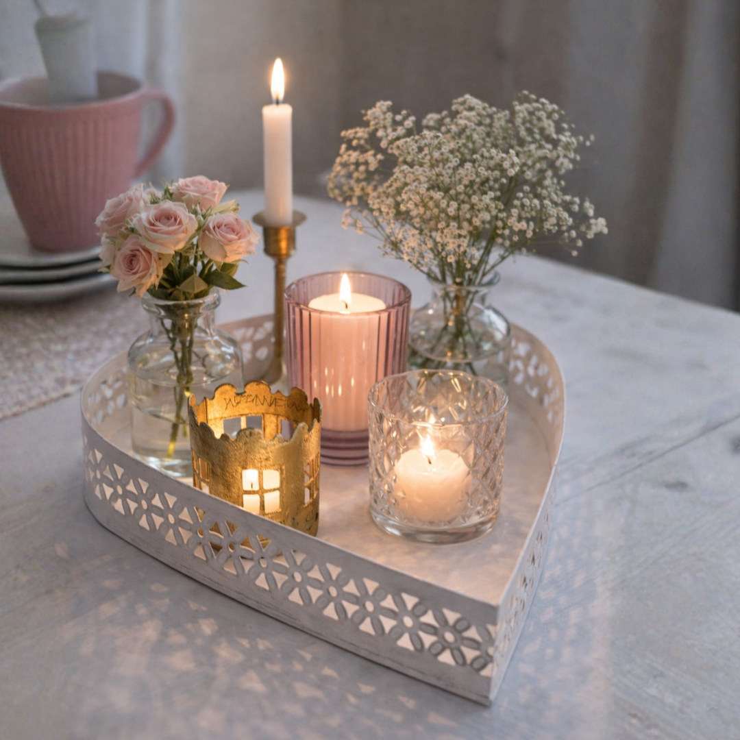 Herzförmiges Tablett - Shabby