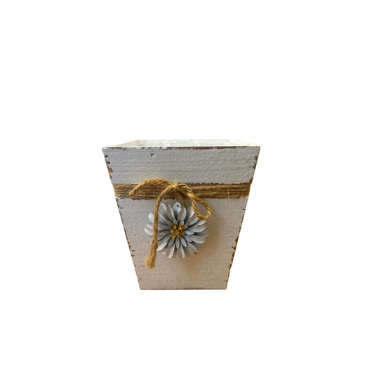 Topf mit Blumendecor - weiß