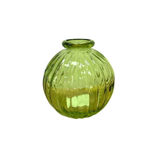 Glasvase Mini - Rillen - grün