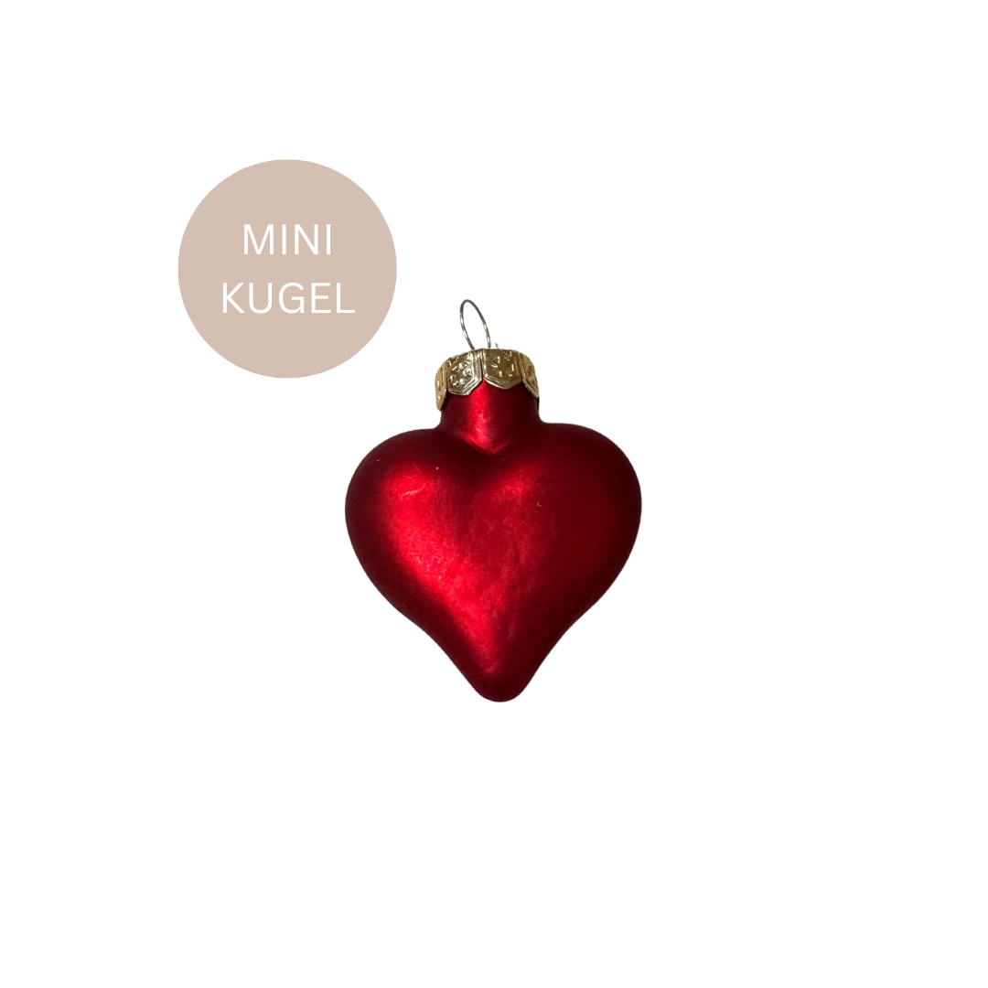 Mini-Weihnachtskugeln - Herz - rot - matt oder glänzend
