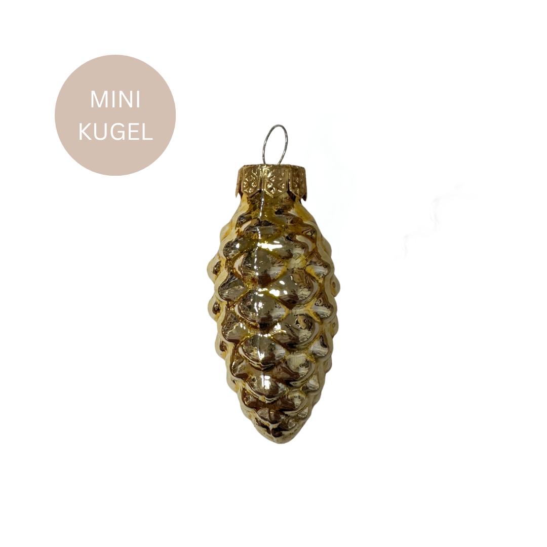 Mini-Weihnachtskugeln - Zapfen - Gold - matt oder glänzend