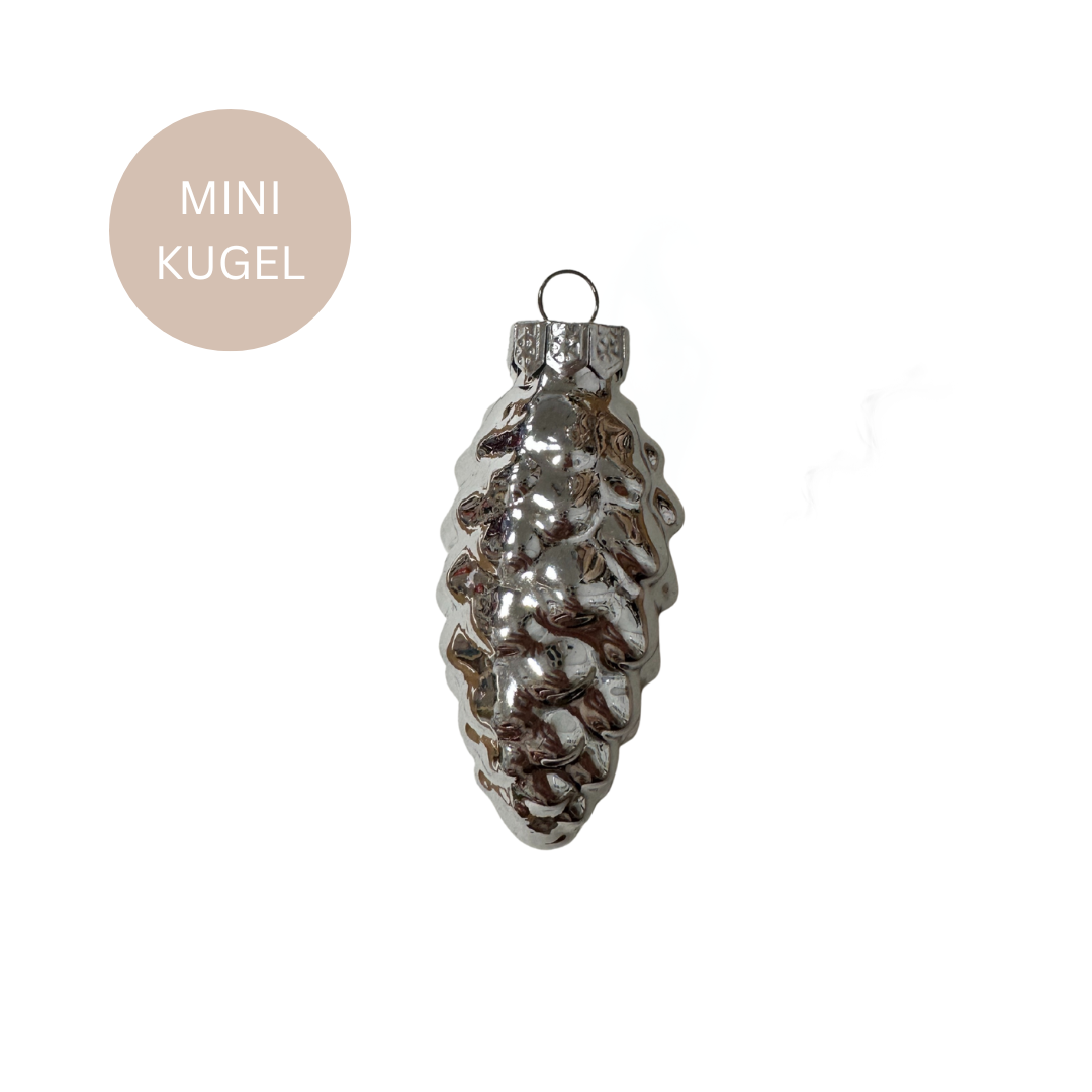 Mini-Weihnachtskugeln - Zapfen - Silber - matt oder glänzend