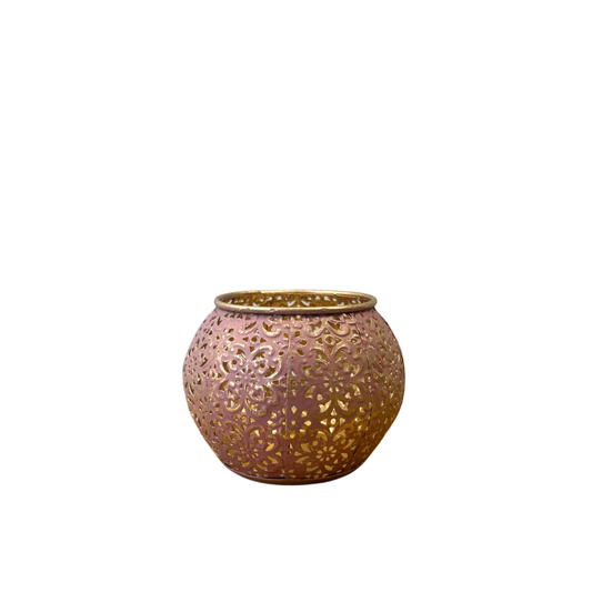 Windlicht - Ornament rosa-gold