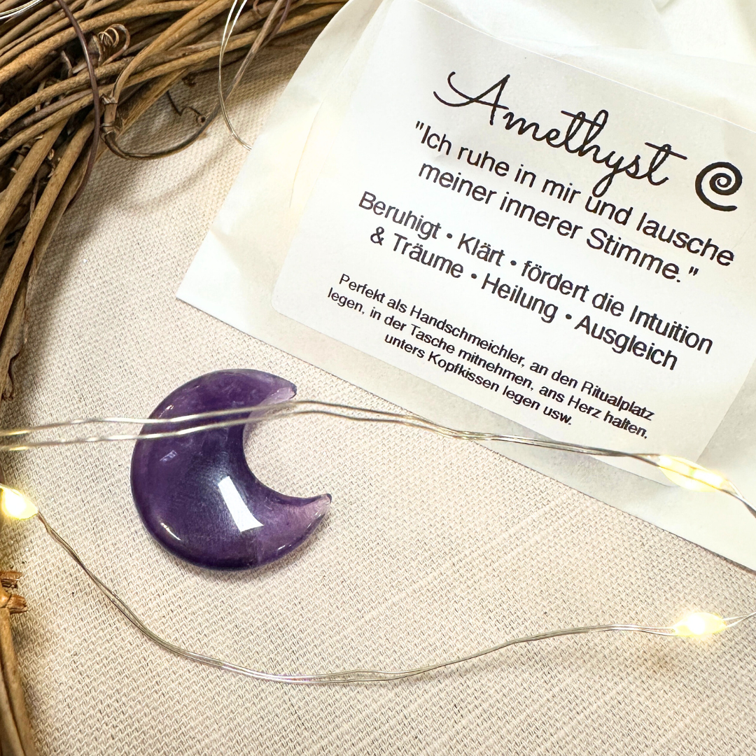 Edelstein - Amethyst Mond - Stein der Ruhe, Intuition & inneren Klarheit