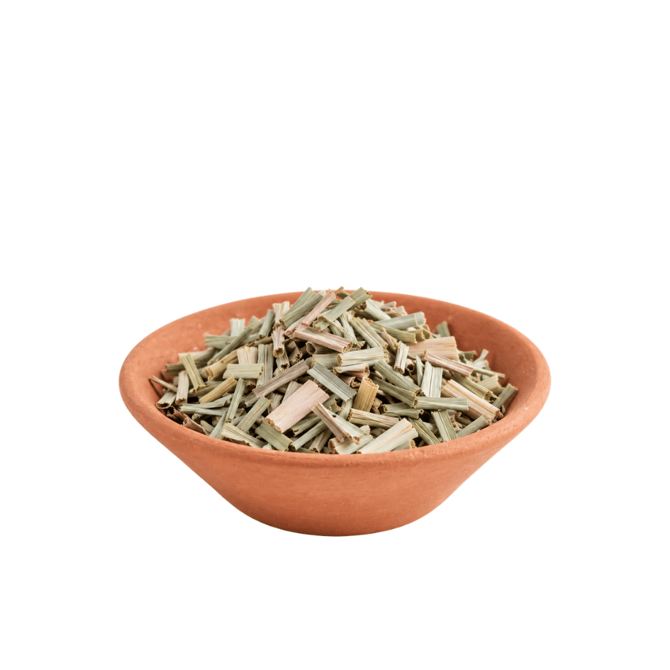 15 g loses BIO Lemongrass Räucherwerk im Tütchen mit getrocknetem Zitronengras sowie Etikett mit Bedeutung und Anwendungshinweis.