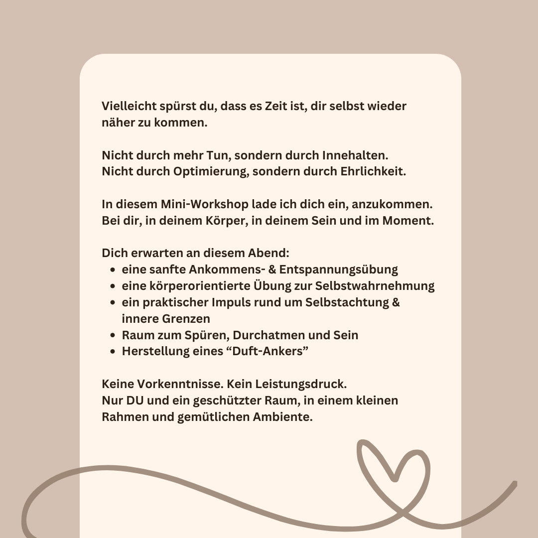 Event 06. Februar • Mini-Workshop: Selbstliebe beginnt mit Selbstachtung