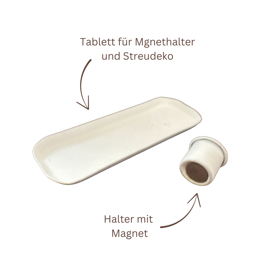 Kerzenhalter . Mini Tablett mit Magnet-Halter