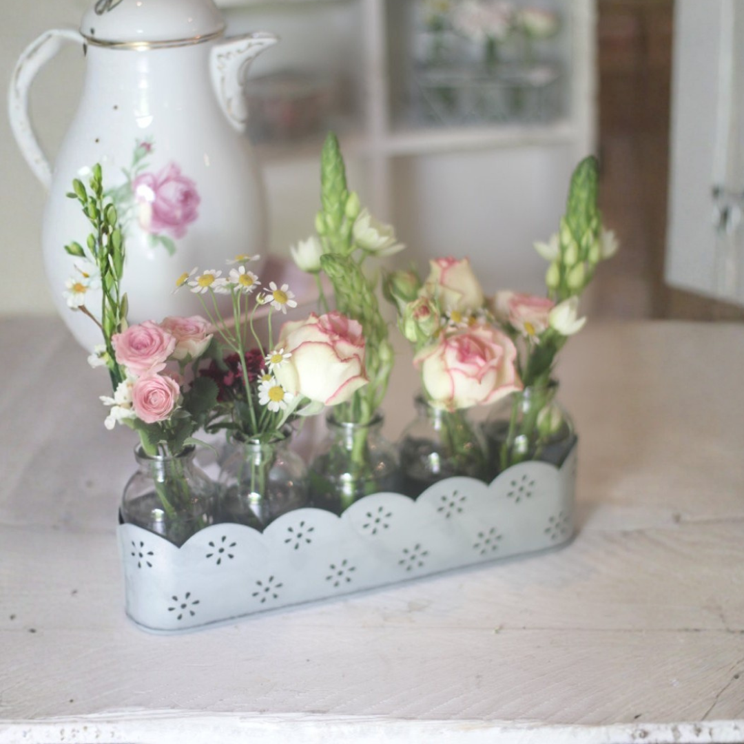 Korb mit Flaschen - Vasen Tray - Zink