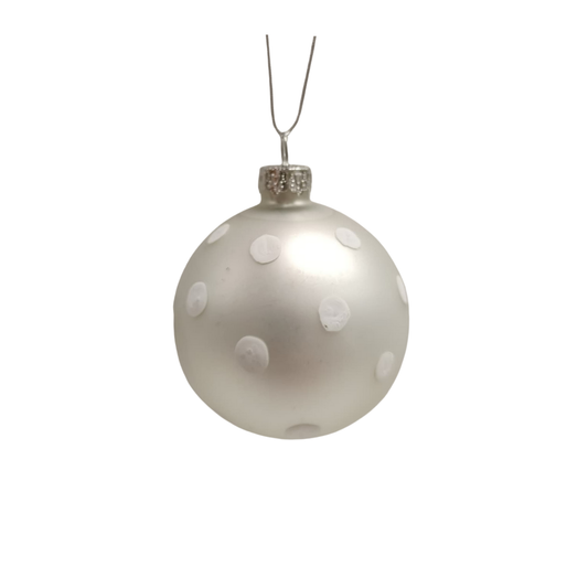 Weihnachtskugel - silber Punkte weiss