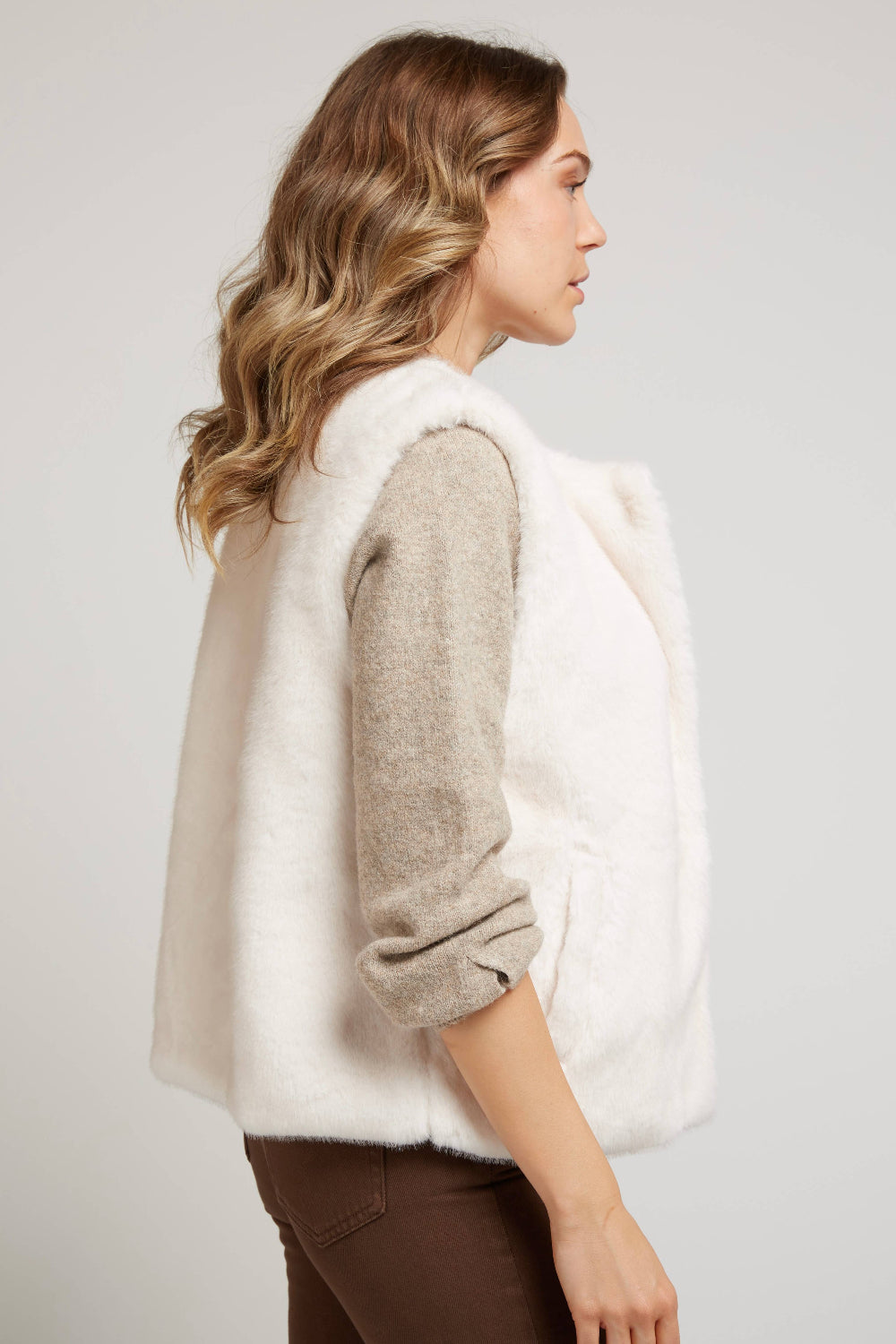 Weste Kunstfellweste beige
