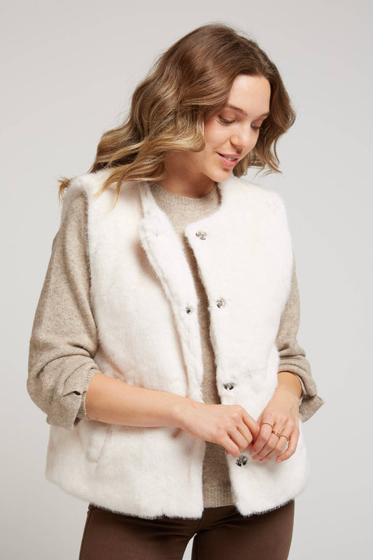 Kunstfell Weste superweich beige