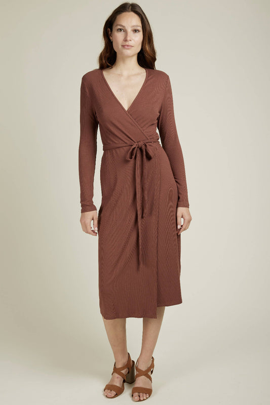 Wickelkleid in schokolade midikleid