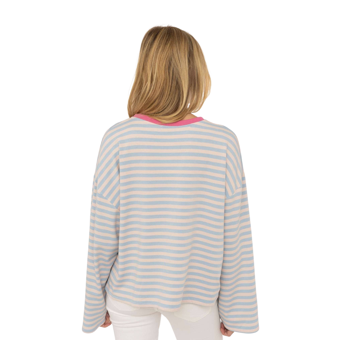 Sweatshirt - Gestreift Blau - "Perfectly Imperfect"